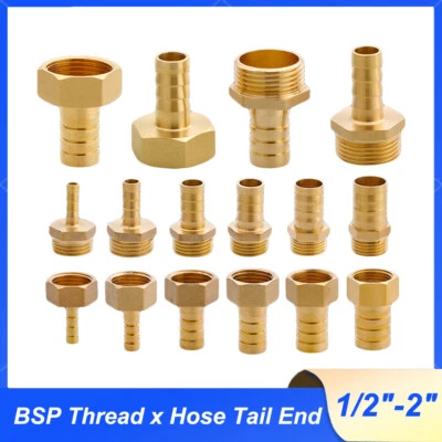 BSP Thread x Hose Tail End Barbs Connector Brass Fitting for Air Water & Fuel