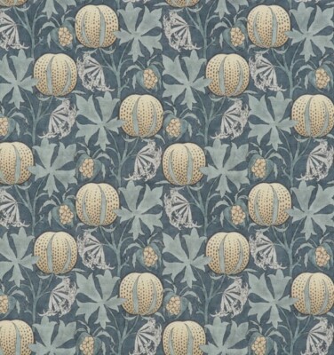 GP & J Baker Gardinenstoff 'PUMPKINS - INDIGO' 5 Meter Leinenmischung