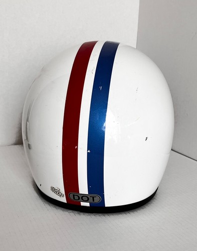 Classic Vintage DMD White 3 Color Open Face Motorcycle Pilot Helmet - Medium - Picture 5 of 9