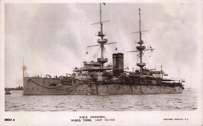 RPPC HMS Hannibal Pre-Dreadnought Battleship Rotary Photographic Series Postcard