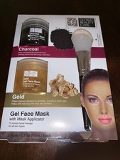 Global Beauty Care Charcoal Gold Face Mask Set New Mask Applicator Brush-3.4oz