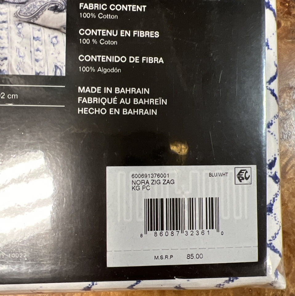 NIP Ralph Lauren Nora Zig Zag Blue White King Pillowcases One Pair 2
