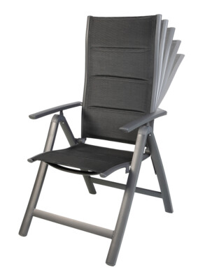 SONDERPREIS Aluminium Hochlehner Klappsessel Textilen gepolstert 