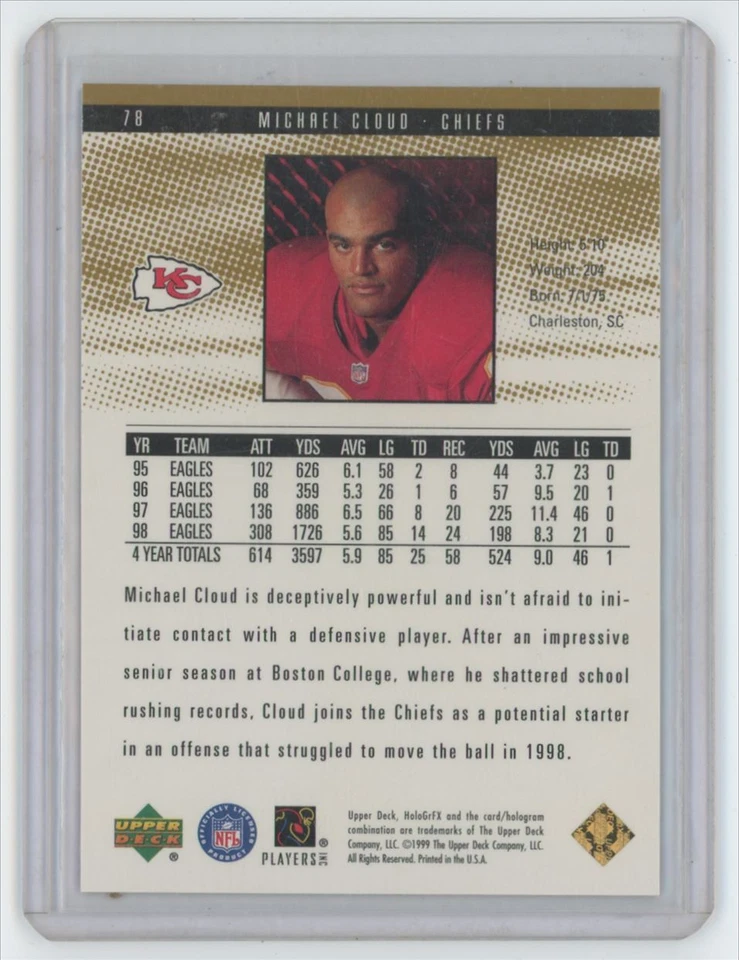 1999 Upper Deck HoloGrFX Michael Cloud Rookie . Kansas City Chiefs #78 - Image 2 of 2