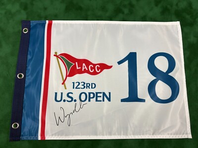 Wyndham Clark Gewinner signiert 123. US Open bei LACC Golf Flagge + Händler Echtheitszertifikat
