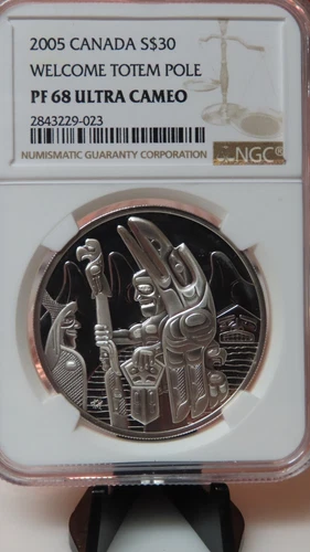 2005 Canada $30 Welcome Figure (Dzunuk'wa) Totem Pole Coin ngc pr pf 68