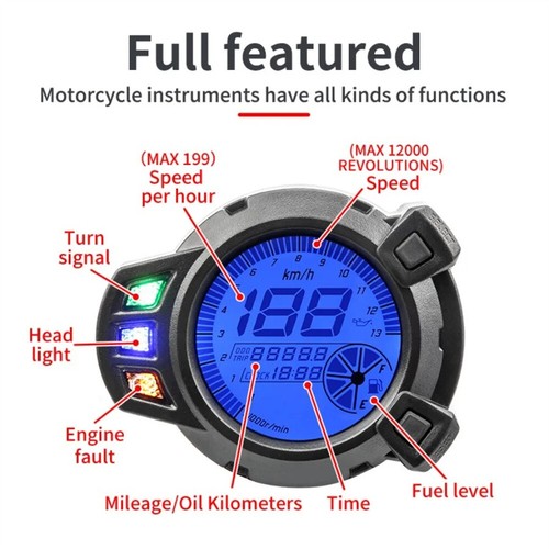 LCD Digital Odometer Tachometer Gauge Speedometer For Yamaha Zuma BWS 125 YW125 - Picture 4 of 7