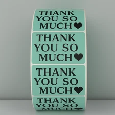 Thank You So Much" Heart Stickers - White Packaging Labels for Small Business