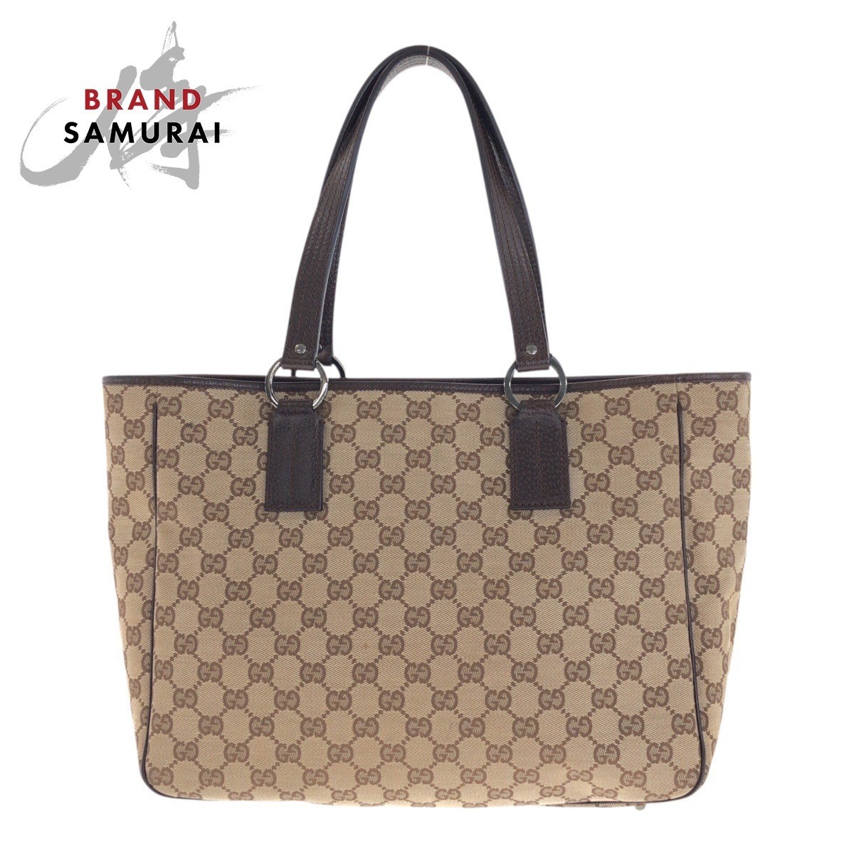 RARE GUCCI GUCCI GG Canvas Beige Brown GG Canvas Leather 113017 Tote Bag Shoulde