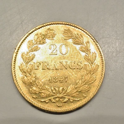 LOUIS PHILIPPE 20 FRANCS OR /GOLD 1847 A SUP RARE état - Photo 1/2