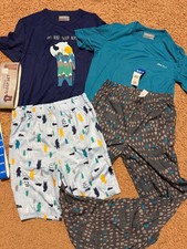 New Eddie Bauer boy L 4 piece 2 shirts 1 pant 1 short 14/16 sleepwear lounge set