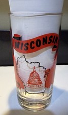 Wisconsin Souvenir State U.S. Tumbler Glass Vintage 1960's