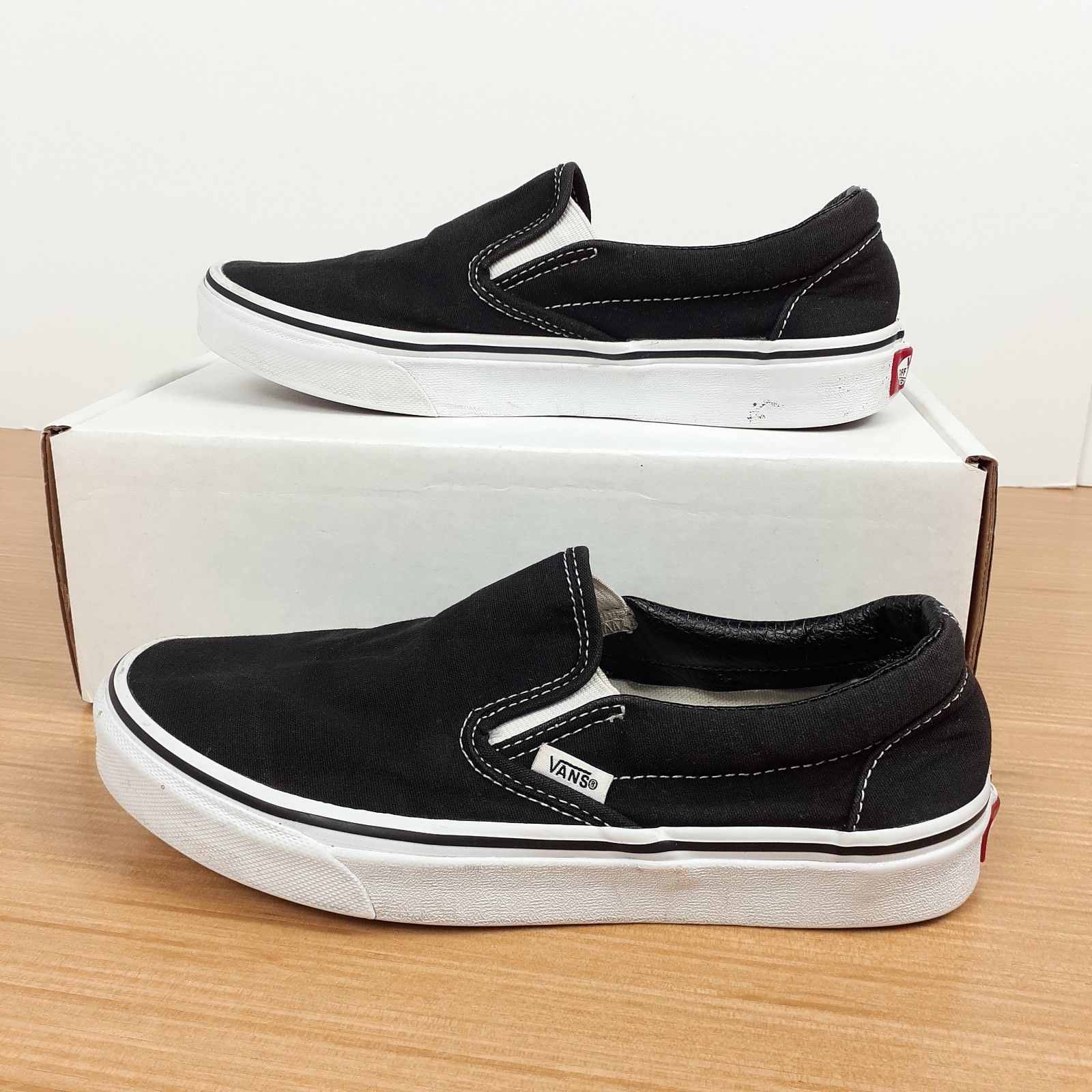 SAOLA Scarpa Vans classica slip on tela nera uomo 6 5 donna 8 skate casual