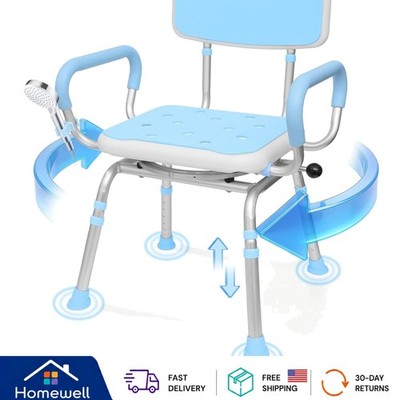 Height Adjustable Shower Stool - 400lbs Capacity, 360° Rotating Comfort Chair