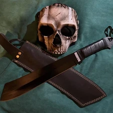 Rambo IV Machete Knife with Leather Sheath Handmade Rambo Movie Knifes Hunting