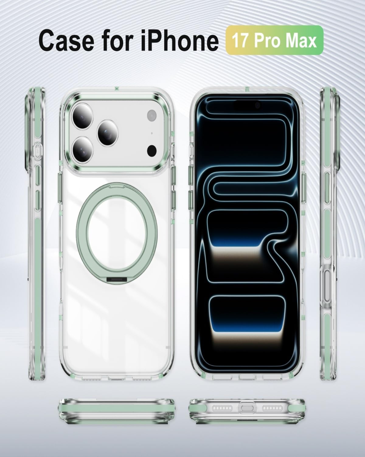 Housse aimantée iPhone 17 Pro Max transparente avec béquille