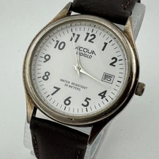 ACQUA by Timex Indiglo Quartz Watch Men 30m Gold Tone Date Leather New Battery