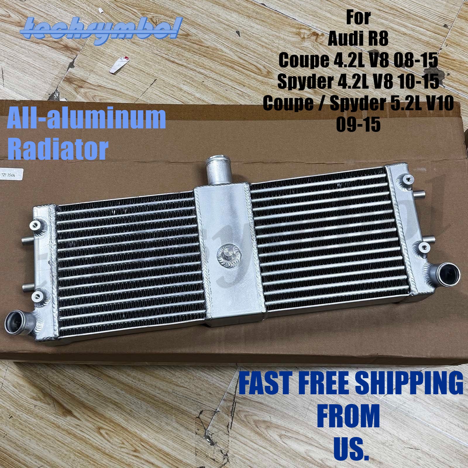 Center Auxiliary Radiator for Audi R8 Coupe Spyder 4.2L V8 5.2L V10 2008-2015