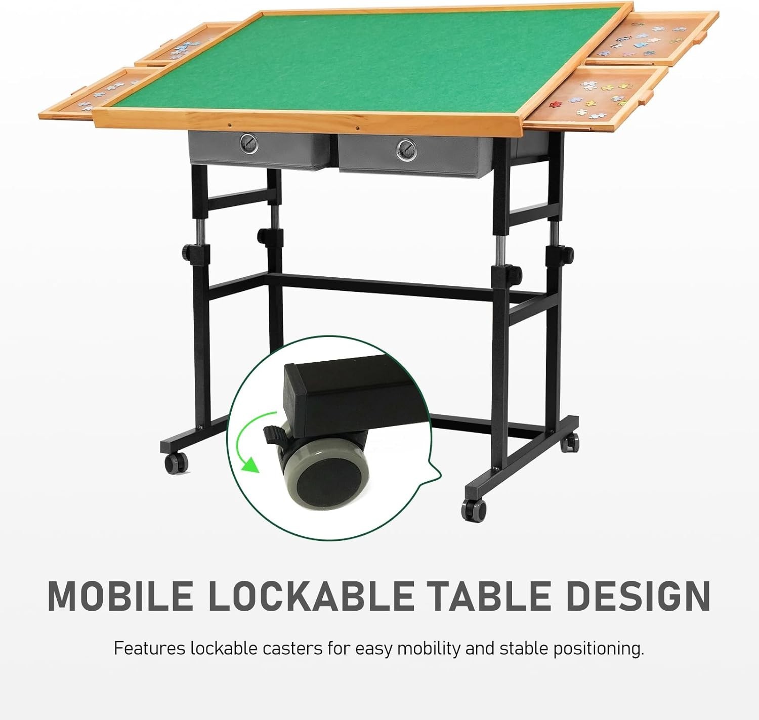 2000 Pieces Puzzle Table with Wheels, with Drawers and Cover, 40.16"X28.5" Adjus