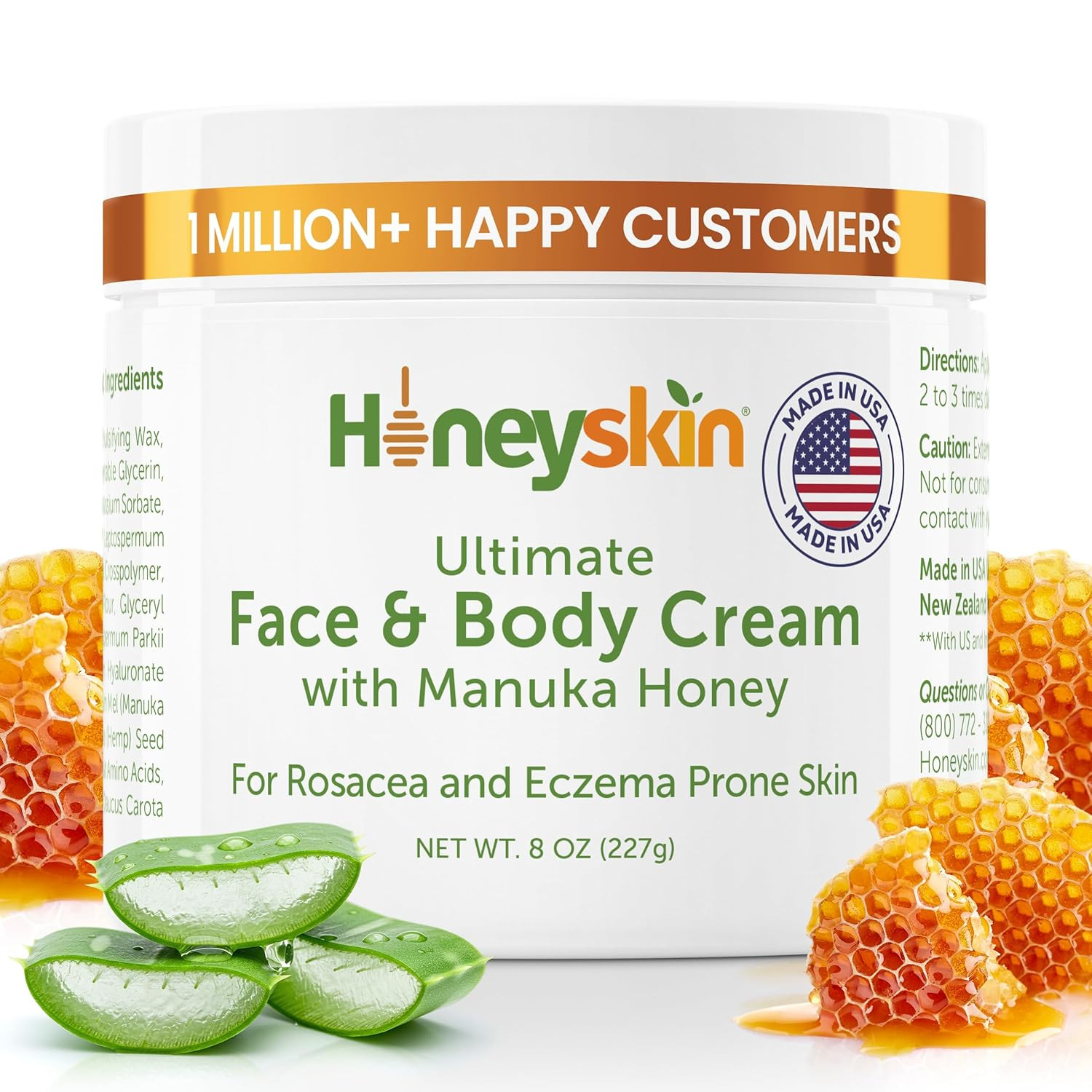 Hydrating Face Moisturizer & Body Cream with Manuka Honey Cream - Organic Face M
