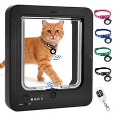 Smart Cat Door with 4 Collar Sensor Key, RFID Electronic Cat Door Collar Acti...