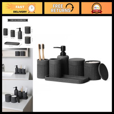 6-Piece Dark Grey Bathroom Accessory Set - Stylish, Durable, Essential Home Deco