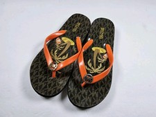 Michael Kors MK Palm Trees Rubber Flip Flops Size 6M
