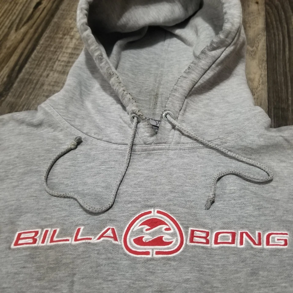 Sudadera con capucha grande vintage Y2k gris Billabong ropa de surf logotipo de patinador (manchada) Foto 2 de 4