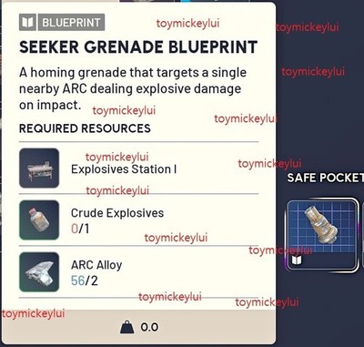   ARC RAIDERS   SEEKER MINE BLUEPRINT - USA SELLER