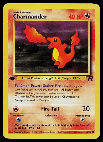 Pokemon Card - Charmander Team Rocket 50/82 Common 1st Edition