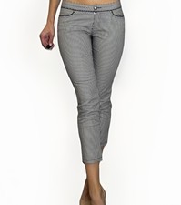 Love MOSCHINO Striped pants sz 26 casual white/blue 7/8 lenth croped authentic