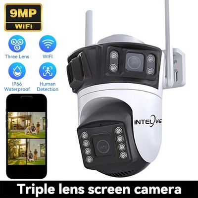 4K 9MP Überwachungskamera Aussen 8X ZOOM WLAN PTZ WiFi IP Kamera Outdoor Alert，