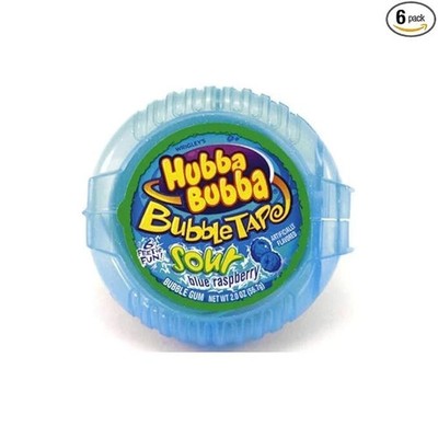 2 Pack Hubba Bubba Sour Blue Raspberry Bubble Gum Tape, 2 Ounce