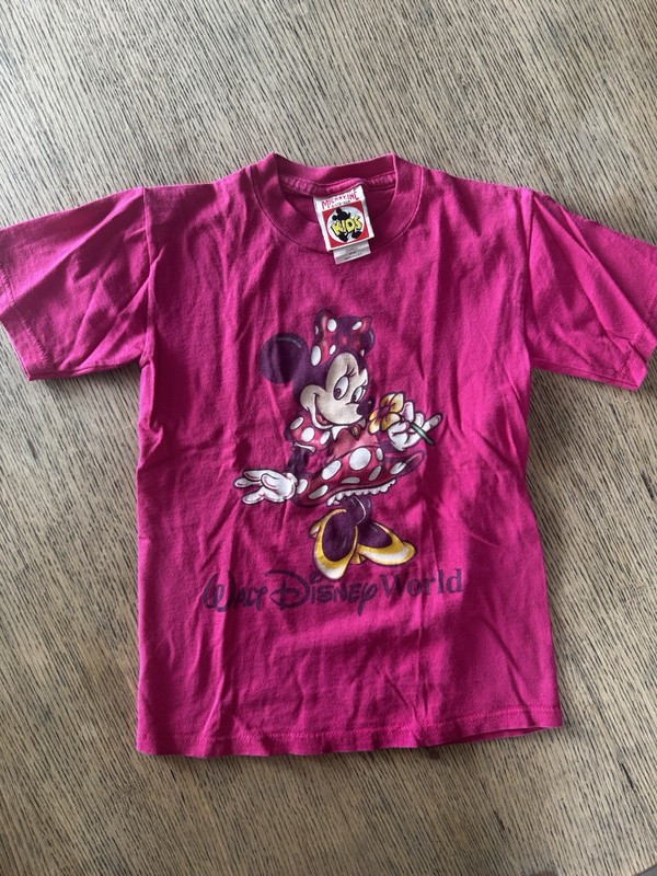 Mickey Inc Minnie Mouse Disney Girls Pink T-Shirt S (6-8) Cotton Crew Neck