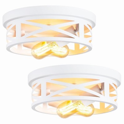 ZHU YAN 2 Pack Flush Mount Ceiling Light, White Hallway Light Fixture, Metal ...