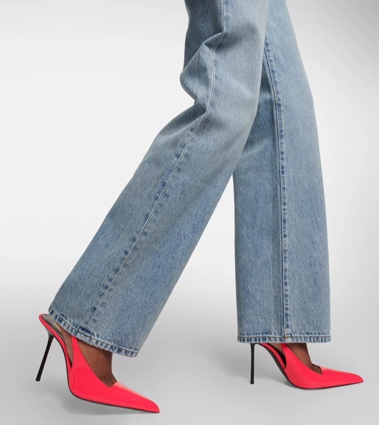 1150 $ SAINT LAURENT Paloma 105 Slingback in pelle verniciata rosa bacio CORALLO ALTO