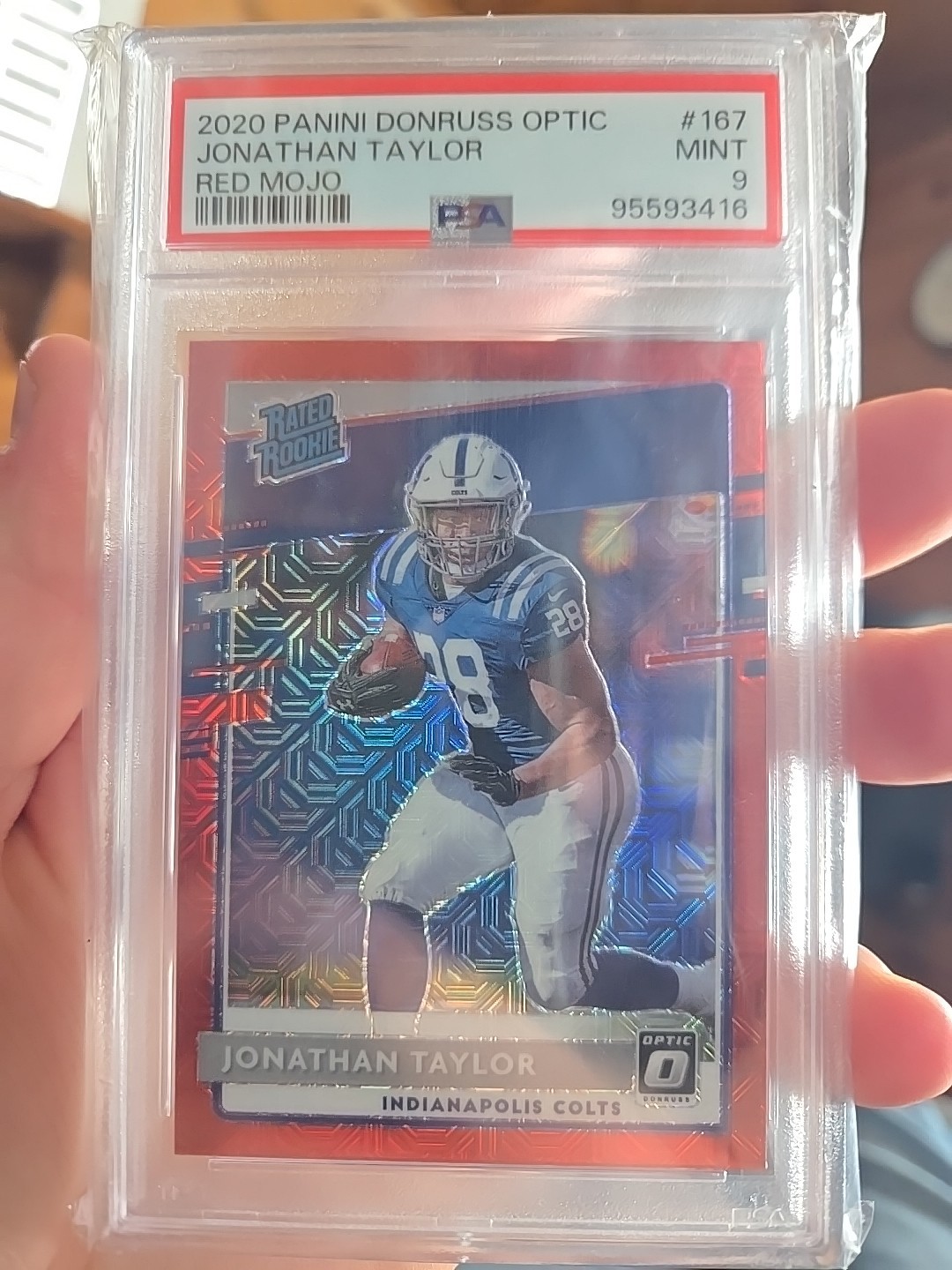 2020 Panini Donruss Optic, Rated Rookies Jonathan Taylor 167 Red Mojo Prizm (RC)