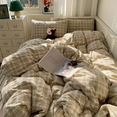 Comforter Set, Green Buffalo Plaid Queen 04 - Green Pink White Buffalo Plaid