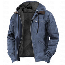 Mens Winter Casual Padded Jacket Hooded Warm Soft Comfort Coat Thick Jacket Tops