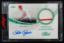 ⚾ PETE ROSE - 2022 Leaf Pearl Paragon Signatures GREEN Game Used Jersey AUTO /7