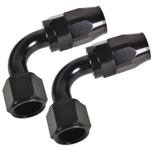 Black 2Pcs 10AN AN10 90° 90 Dgree Fuel Swivel Fitting Hose End Oil Fuel Adaptor - Picture 6 of 7