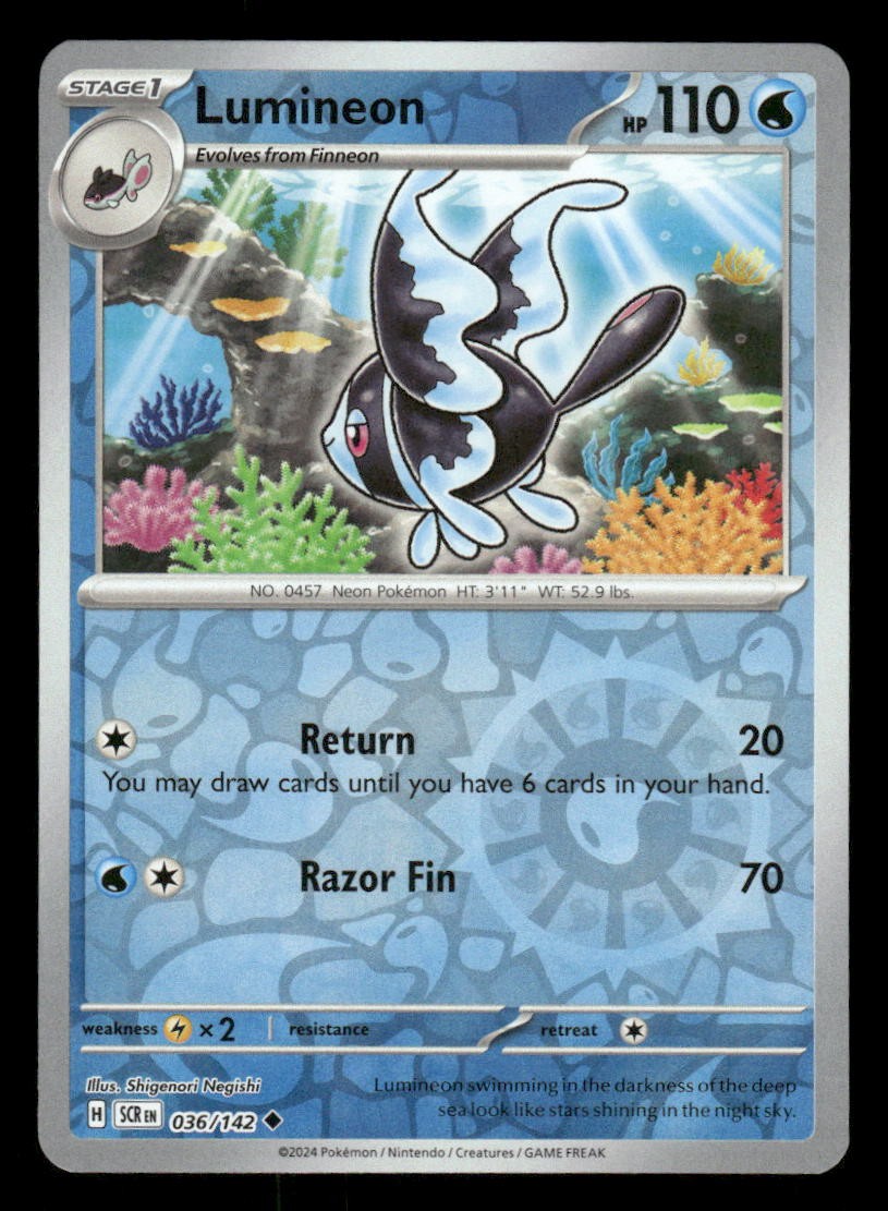 Lumineon 36/142 UC Stellar Crown Reverse Holo NM/M Pokemon