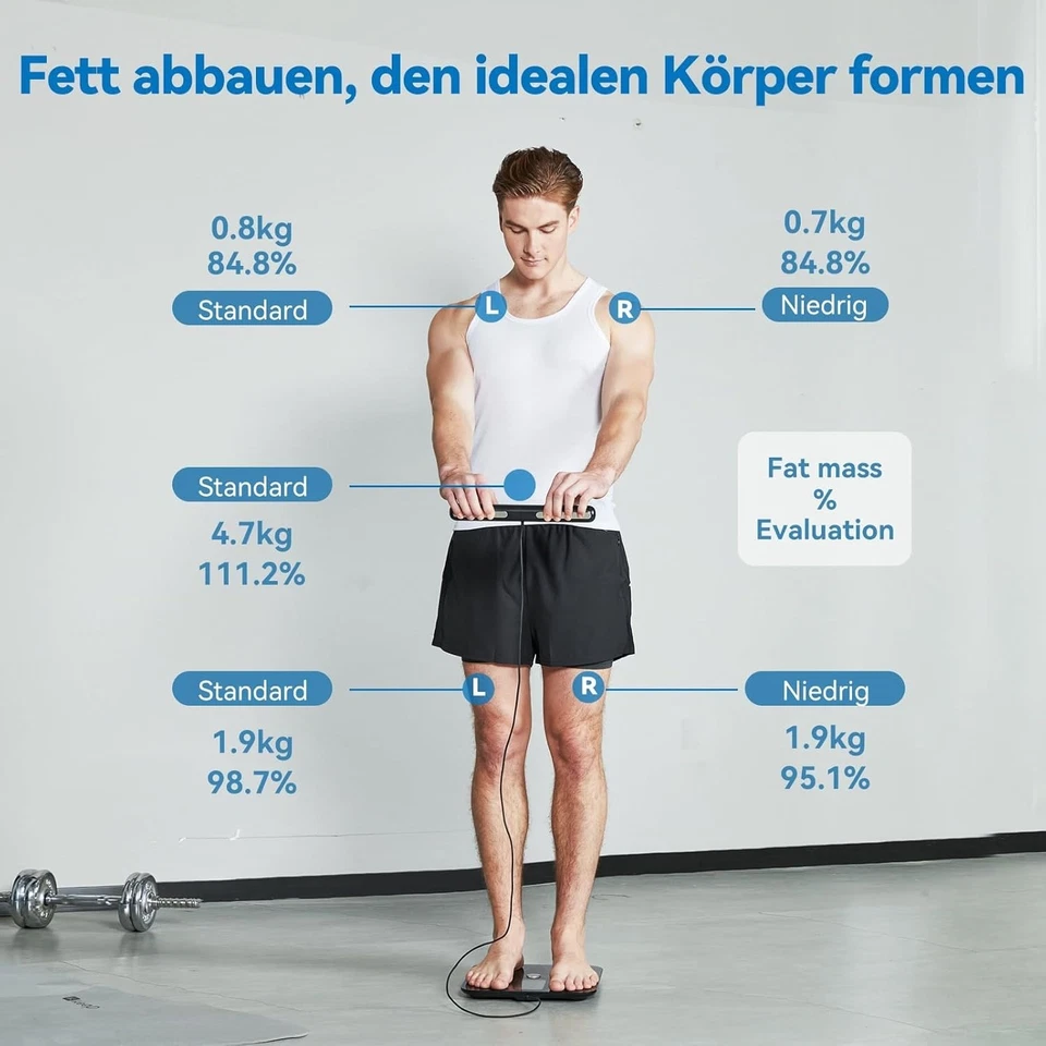 Báscula de grasa corporal Lepulse P1 con sensores de mano, aplicación, grasa corporal/masa muscular, negra - Imagen 3 de 4