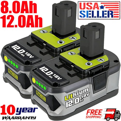 #ad PACK For RYOBI 18V 8.0Ah P108 High Capacity 18 Volt Lithium Ion One Plus Battery $181.04