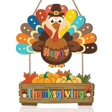 Aurlan Happy Thanksgiving Door Sign,Turkey Door Wreath,Autumn Maple Wall Deco...