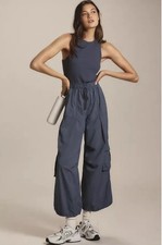 Anthropologie Daily Practice XXS Blue Messa Sleeveless Jumpsuit Lightweight Zip