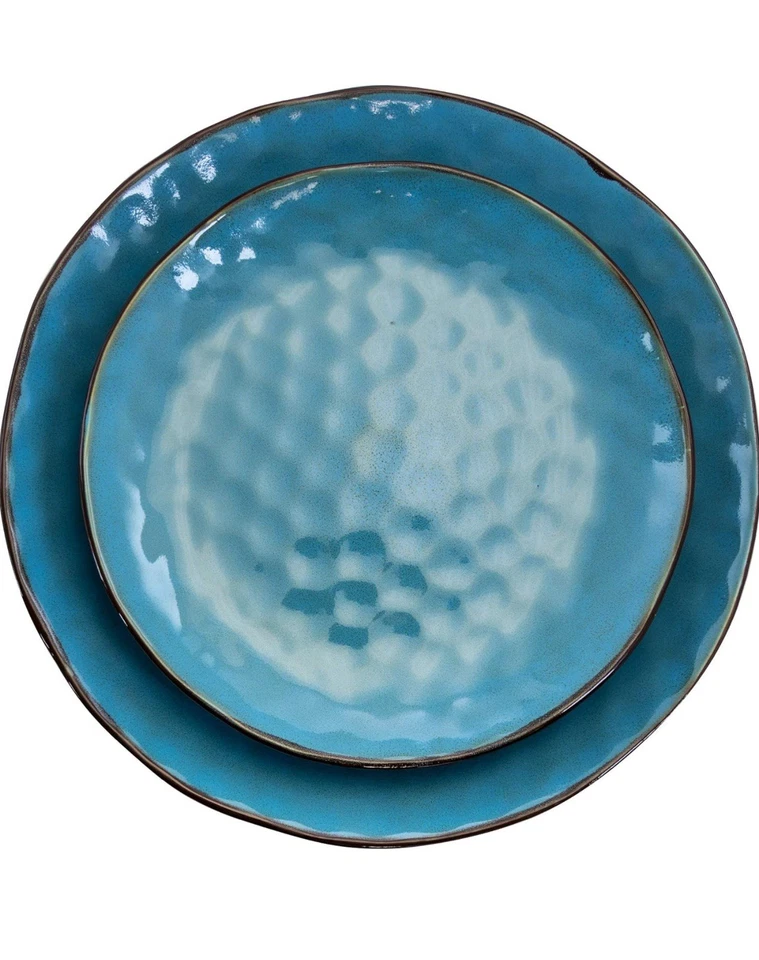 Vajilla de gres de lujo Elama Sea Glass de 16 piezas con ajuste completo Foto 3 de 4