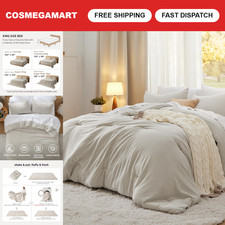 King Comforter Set 3-Piece Soft Bedding, Prewashed, Beige, 104"x90", Cozy  Warm