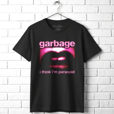 Garbage Paranoid Lips Men's T Shirt Mouth Alt Rock Band Song Concert Tour Merch