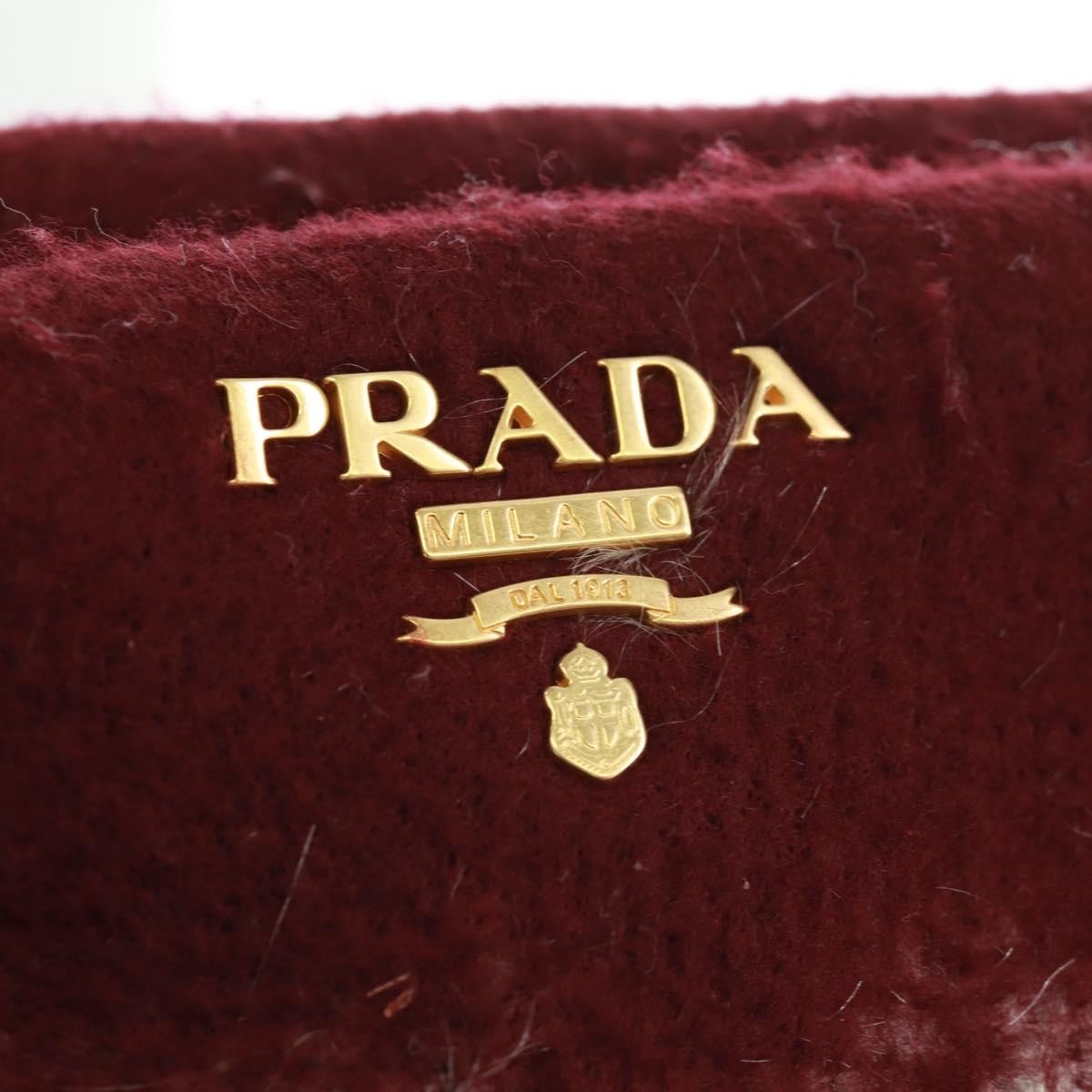 PRADA Clutch Bag Fur Bordeaux Gold Auth 168291V thumbnail 12